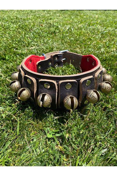 Sürmeli Tasma Kangal Dog Collar 11 Bell Genuine Leather