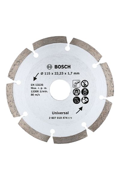 Bosch Standard Diamond Cutting Disc for Construction Material Silver and Brown 115mm