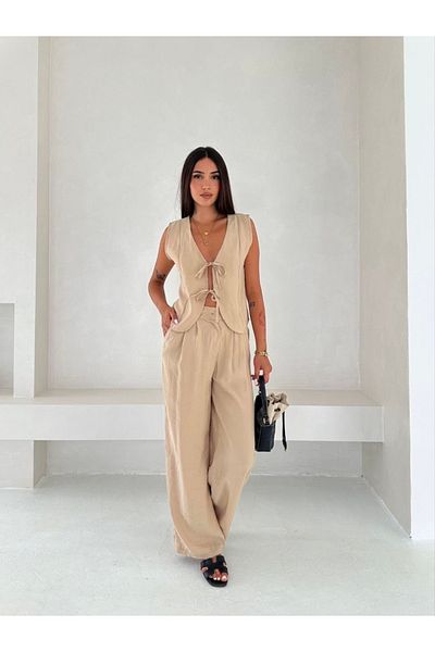 Last EGC Palazo Pants Vest Double Bottom Top Set