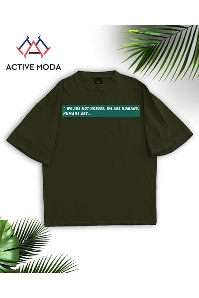 ACTIVE MODA Men's Cotton Printed We Are Not Horses. Short Sleeve Tshirt Oversize Large Size