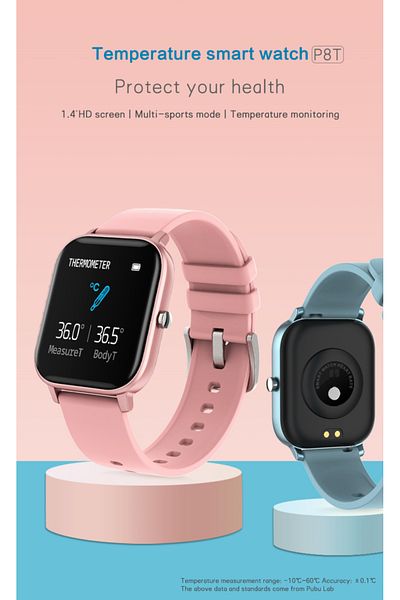 ideal STORE Smartwatch P8T Optimus idealStore, Silicone Strap, Pink, Waterproof, 1.4 inch Full Touch Screen,