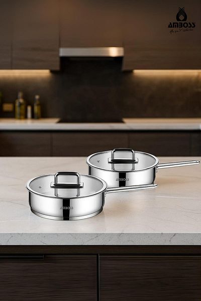 Amboss Nova 4 Piece Stainless Steel Pan with Glass Lid 22-26 cm