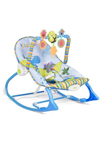 Ricokids Balansoar , Cu 3 Jucarii, Centuri In 3 Puncte,cu Vibratii,spatar Reglabil,albastru,3.5 Kg