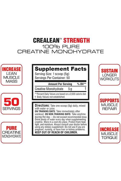 Labrada Crea Lean Strength, Creatine Monohydrate, 250g, Unflavoured, 50 Servings