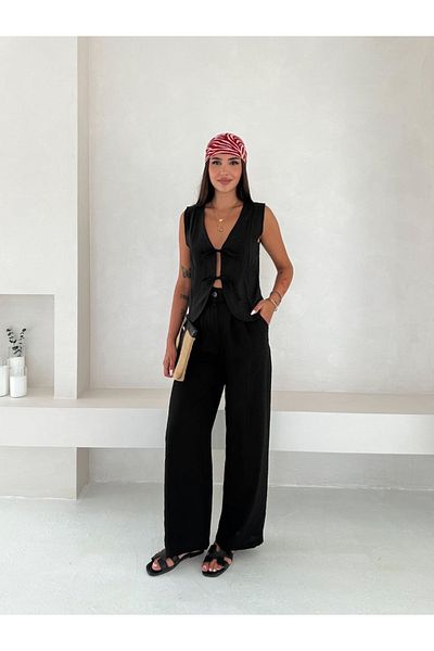 Last EGC Palazo Pants Vest Double Bottom Top Set