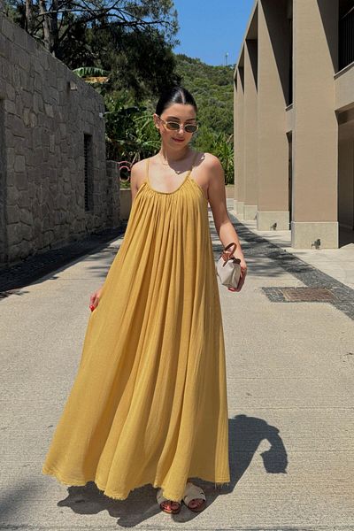 ECEMİ Solea Mustard Strap Tulle Dress