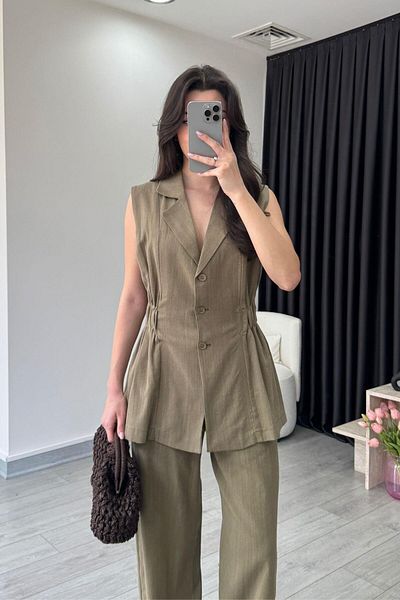 ECEMİ Enora Khaki Vest Pants Suit