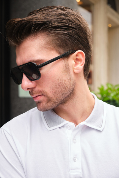 Monvago Mv23001-1 Angled Black Men's Sunglasses