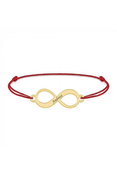 saratremo Saray - Brățară personalizată din șnur cu infinit din argint placat cu aur galben 24K cu nume