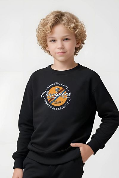 FYK KİDS Boy's Crewneck Champions Printed Tracksuit Set
