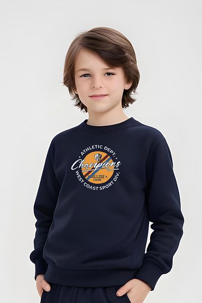 FYK KİDS Boy's Crewneck Champions Printed Tracksuit Set