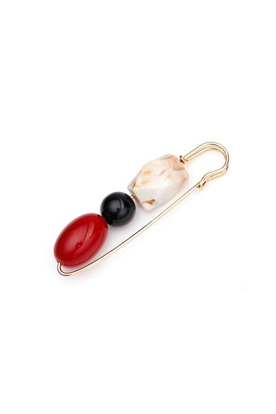 OEM Martisor brooch for women with 3 decorative elements, burgundy 8 cm