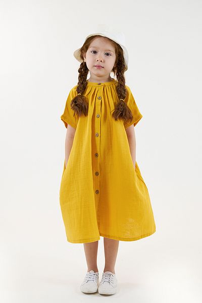 Catz Kids Rochie de plajă Sunny din muselină muștar