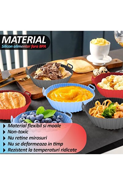 NEXTLY Căptușeli universale din silicon pentru friteuza cu aer, fără BPA, antiaderente, set de 2, 16 cm, maro-roz