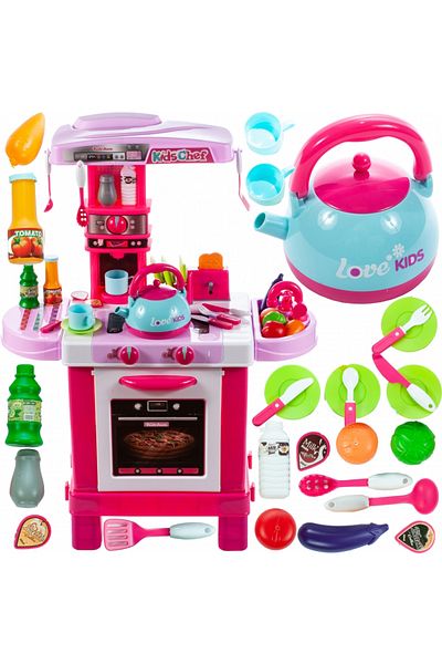 IDL Candy JUNIOR CHEF Multifunctional Children's Kitchen, Height 87 cm, Equipped with sim accessories