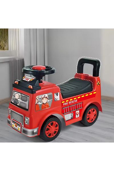 LUDIRO Masinuta Ride On pentru Copii, Masina de Pompieri, 52.5x22.5x37 Cm