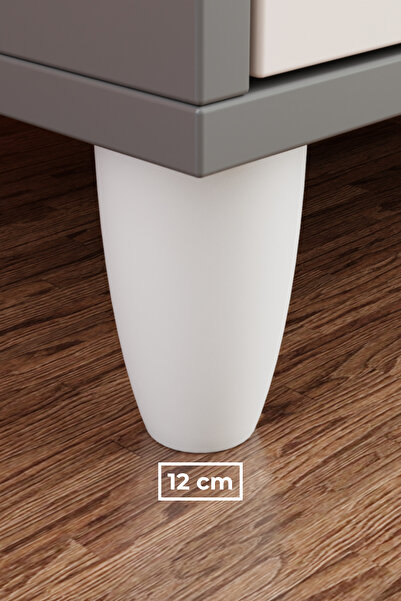 wooden lane studio Mobilya Ayağı Beyaz 12 cm Armut Tipi - M8 Vidalı – M8 Meta...