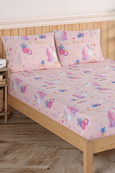 Eponj Home Pes Fitted Sheet Set Double Magical Pink