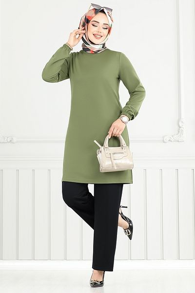 ModaMerve Elastic Cuff Suit 2670Sl890-M Çağla&Black