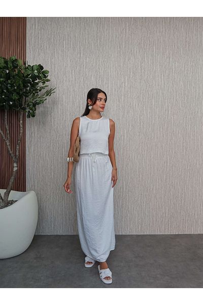 ESRAHELVACI Kraşlı Zero Sleeve Skirt Suit