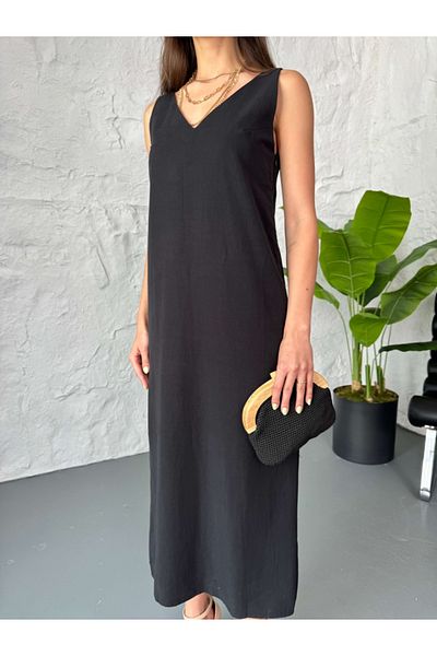 Elif Özbey Butik Black Premium Tnsl Dress with Slit Back