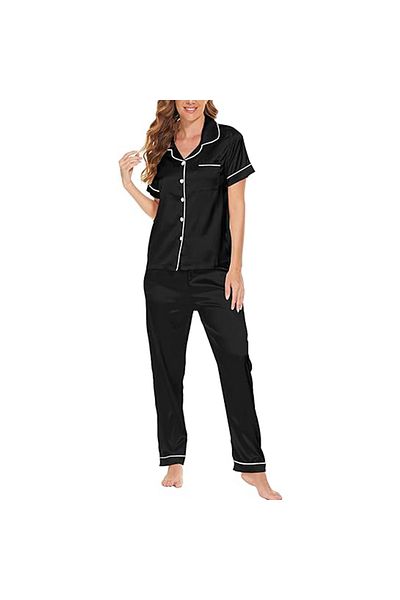 Caprisious Women's Luxurious Silk Satin Pajama Set - Soft and Comfortable Short Sleeve Nightwear