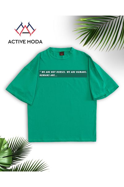 ACTIVE MODA Men's Cotton Printed We Are Not Horses. Kisa Sleeve Tshirt Oversi̇Ze Large Size