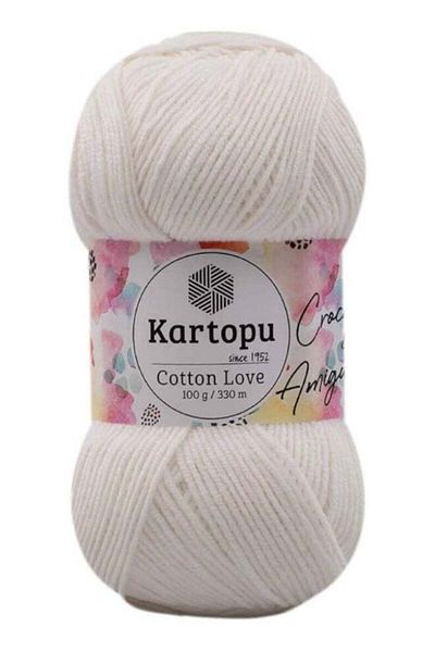 Kartopu خيط حياكة قطني من كارتوبو K011 - 100 غرام، طول 330 مترًا، لون كريمي فاتح