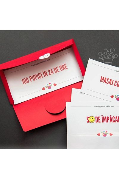 OEM Gift voucher for your girlfriend, 25 cards with different messages in Romanian