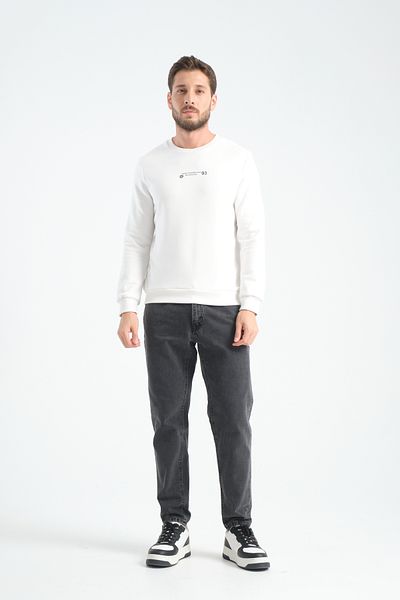 Shooter Sportswear Men's Premium Sweatshirt Ecru Minimal Print Standard Fit