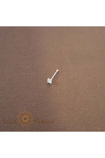 saratremo Piercing for nose made of silver with square white zirconia crystal