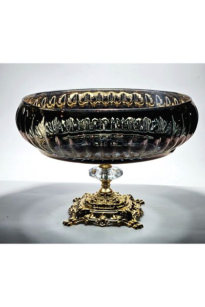 Kristal Market Handmade Titanium Plated Copper Color Decorative Presentation Fruit Bowl