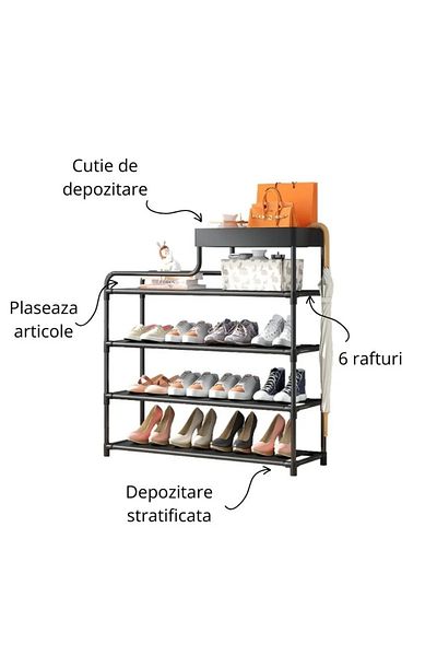 OEM Pantofar negru sase niveluri cu raft superior
