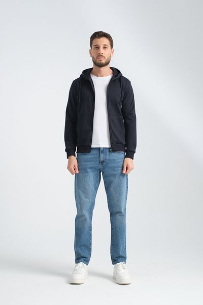 Shooter Sportswear Hanorac premium pentru bărbați, albastru bleumarin, cu glugă, cu fermoar
