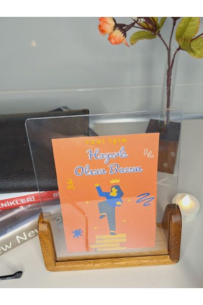 NO ON ATÖLYE Solid Handmade Plexiglass Frame (İreko) - New Work Be Good to My Hand Greeting Card