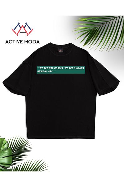 ACTIVE MODA Men's Cotton Printed We Are Not Horses. Short Sleeve Tshirt Oversize Large Size