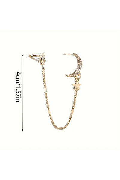 Carolina Jewelery Paslanmaz Çelik Ay ve Yıldız Küpe