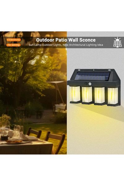 divendi-ro 4 LED solar lamp, 1.5W x 4, with motion sensor, 600LM, 1600mAh battery, black