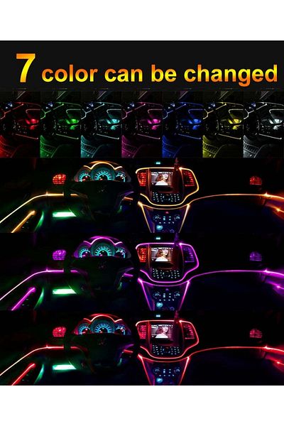 divendi-ro Bandă LED RGB cu lumină ambientală pentru interiorul mașinii, lungime 2m, 3m sau 5m - 2m