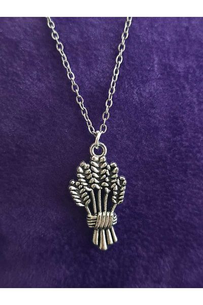 sarıyer silver Wheat Model Traditional Agriculture Design Stylish Minimal Style Wheat Steel Pendant and Steel Chain Necklace
