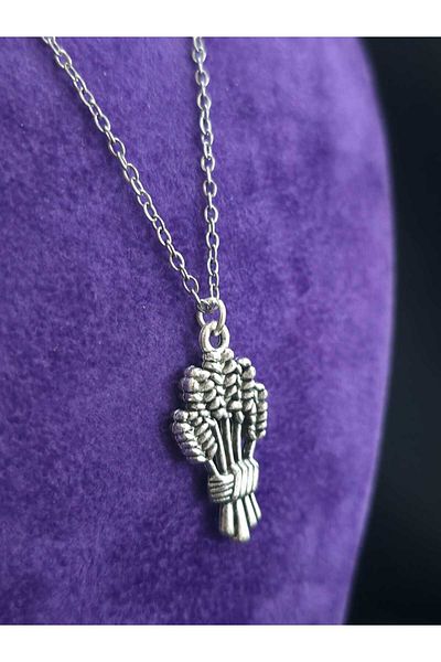 sarıyer silver Wheat Model Traditional Agriculture Design Stylish Minimal Style Wheat Steel Pendant and Steel Chain Necklace