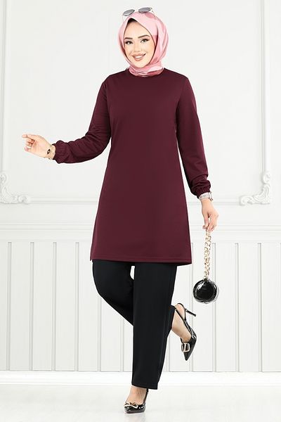 ModaMerve Elastic Cuff Suit 2670Sl890-M Claret Red&Black