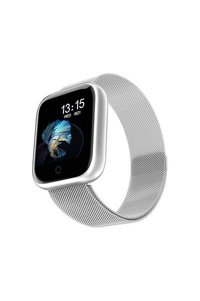 ideal STORE Ceas SmartWatch si Bratara Fitness Slim Time80 Fashion Silver, Display IPS color TFT de 1.3 inch, Ma