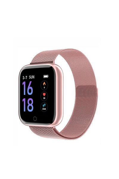 ideal STORE Ceas SmartWatch T80S Roz, Display IPS color TFT de 1.3 inch, Masurarea ritmului cardiac, Masurare te