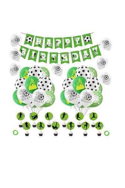 Smileh Set 35 piese banner si accesorii pentru petrecere aniversara Smileh, latex, hartie, tematica fotbal