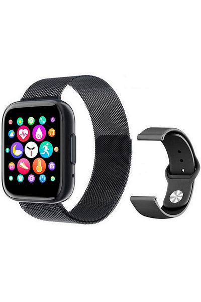 ideal STORE Ceas SmartWatch T99 NewGeneration idealStore, Black, 2 Bratari, Display 1.55 inch HD, Cadran Persona