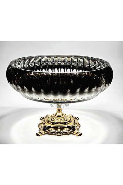 Kristal Market Handmade Titanium Plated Silver Decorative Presentation Fruit Bowl