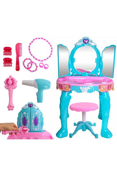 ideal STORE idealStore Beauty Desk Makeup Table With Chair, Accessories Included, Magic Wand, Lighting Effects