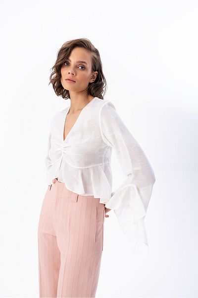 Berr-ın Ruffled Blouse Ecru