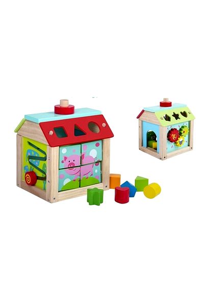 ideal STORE IdealSTORE 5 in 1 Educational Wooden Playhouse, Beep Beep Pigy, Dimensions 20.5 x 18 x 16 cm, Equipped